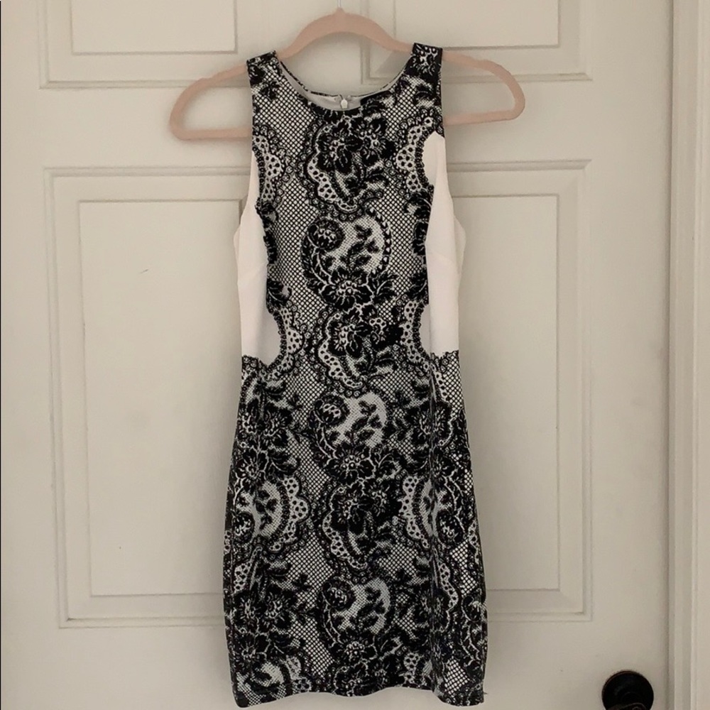 White dress with elegant black design